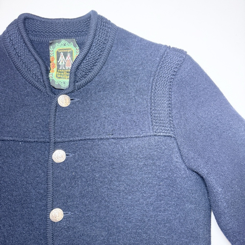 Navy Wool Blend Button-Front Blazer Jacket - image 3